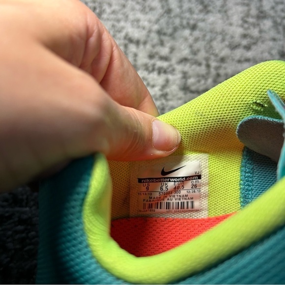 Nike Free 3.0 Neon Blue Lace up Tennis Shoes Size 9 - Picture 8 of 9